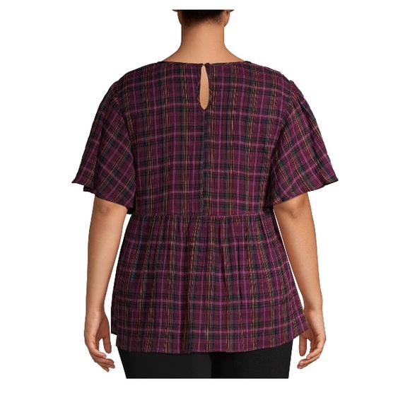 Women's Plus Doublecloth Flutter Sleeve Babydoll - Picture 2 of 4